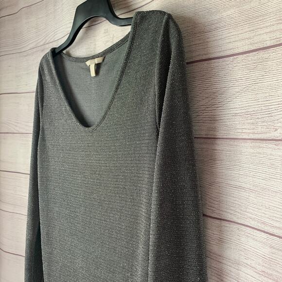 Banana Republic Gray Metallic Shimmer Blouse Long Sleeve Size Large - Picture 15 of 16